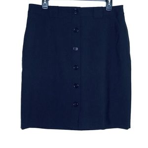 BROOKS BROTHERS | Black Wool Blend Stretch Button Front Skirt Workwear